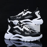 Men’s Casual Sports Shoes 2025 – Platform Sneakers with Breathable Mesh & Leather Stitching