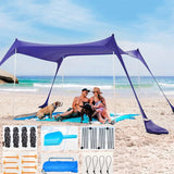 Beach Tent Sun Shelter 10 x 10FT with 4 Sandbags, UPF 50+ Protection Beach Shade Canopy, Protable Easy Set Up Canopy Tent