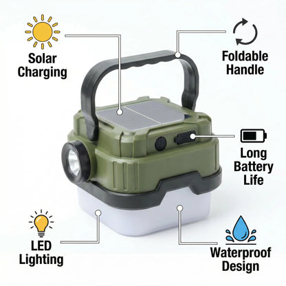 Solar Powered Camping Lantern with Ultra Long Battery Life for Outdoor Tent Emergency Lighting Home Use