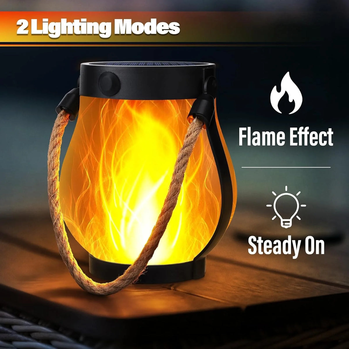 Solar Flame Rope Lantern – Flickering 3D Flame, Type-C