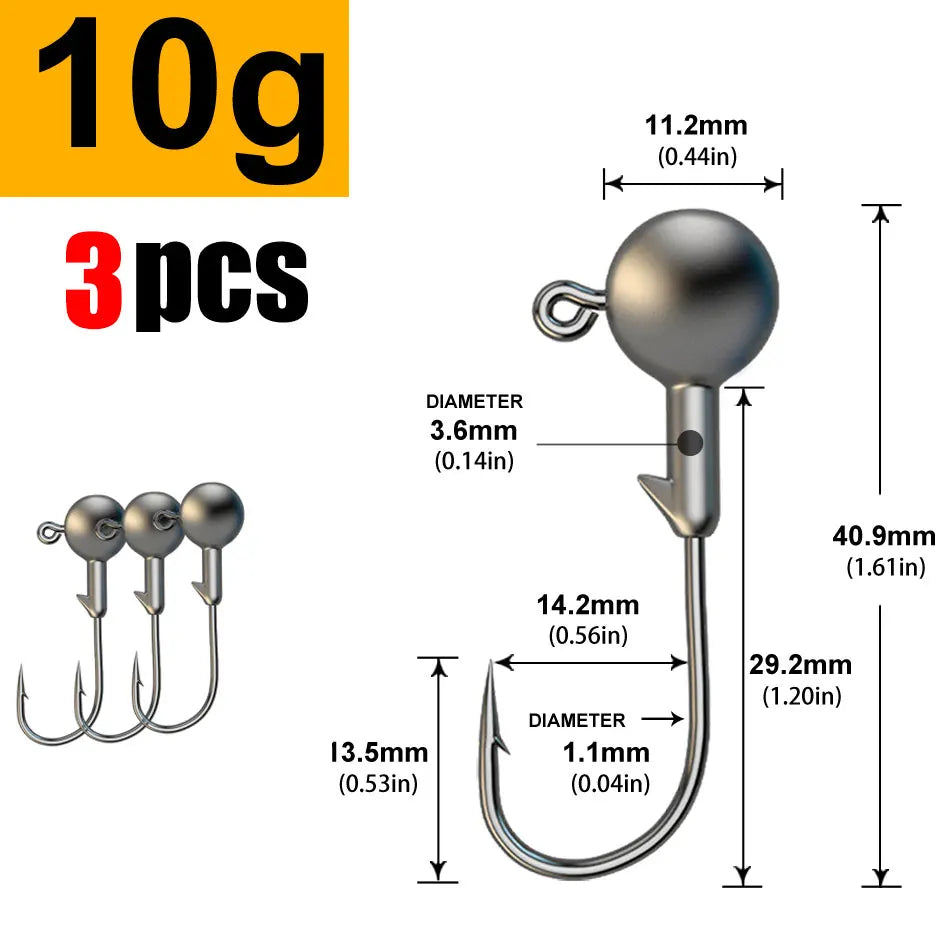 WODJYJ Jig Head Hooks (1g-28g)