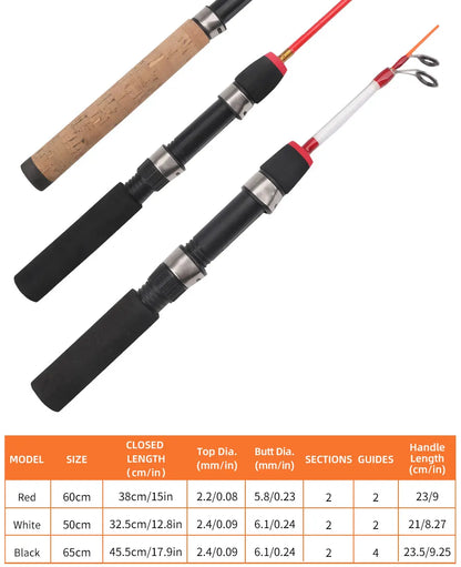 Mini Telescopic Ice Fishing Rod with 3 Tips