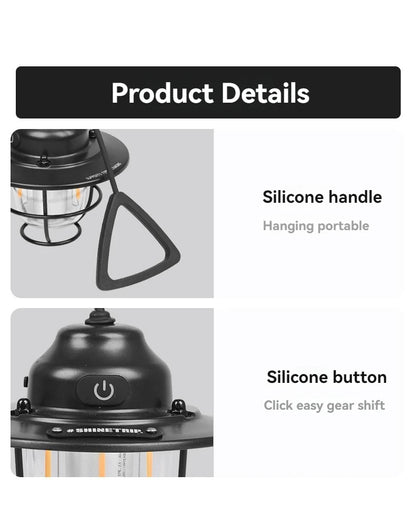 Shine Trip Outdoor Retro Smalldroplight, Campsite Lamp, Atmosphere Lamp, USB Charging Tent Light, LED Camping Hangling Lamp