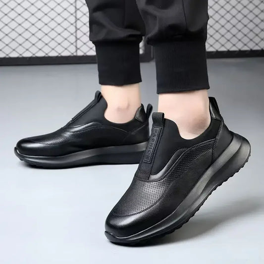Men’s Platform Slip-On Sneakers – Breathable Vulcanized Running Shoes with Thick Soft Soles