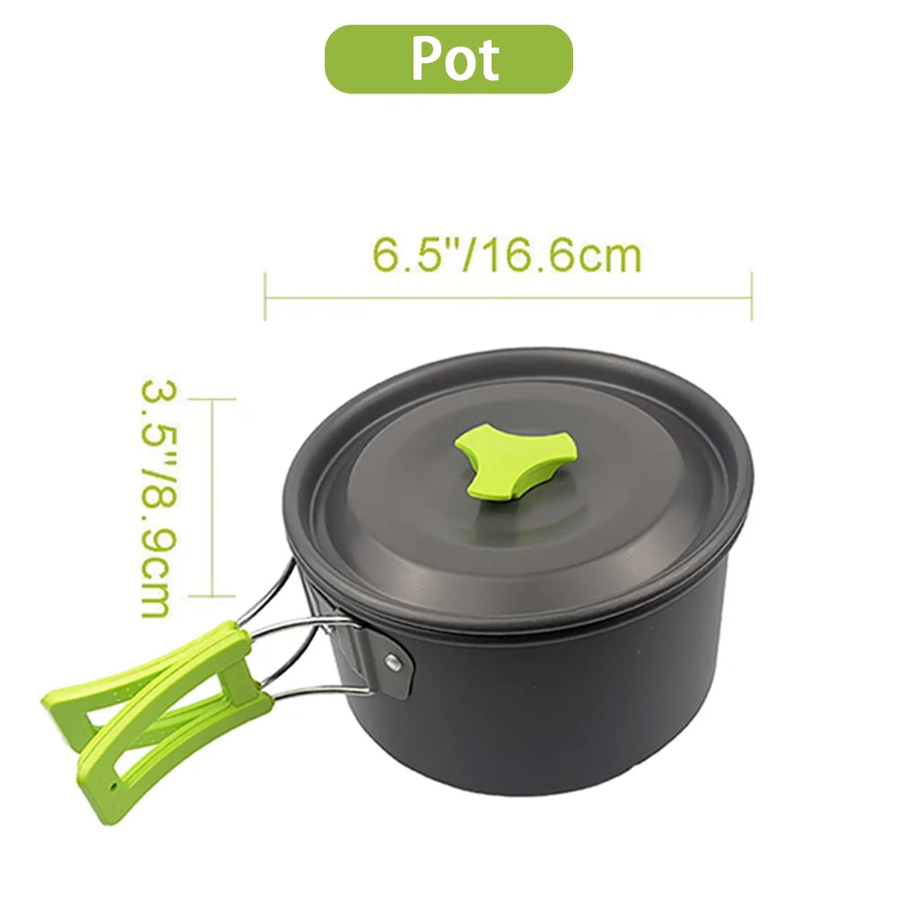 Camping Cooking Set Portable Lightweight Aluminum Camping Pot Set Hiking Picnicking Outdoor Travel Cooking Utensils Set