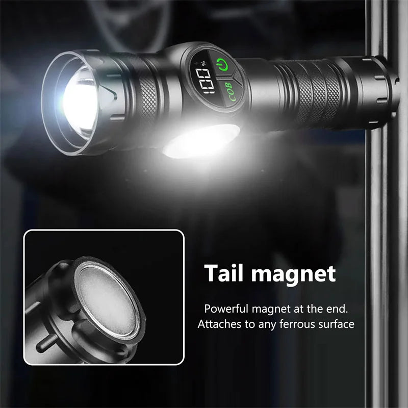 Super Powerful Flashlights USB Rechargeable LED Flashlight Magnetic Tactical Flashlight With COB Side Light Camping Fishing