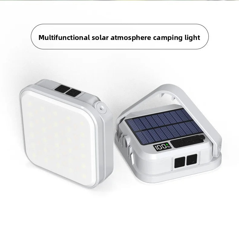 Emergency Lighting Solar Camping Light Portable Outdoor Tent Work SMD Rechargeable LED Hanging Lamp with Digital Power Display
