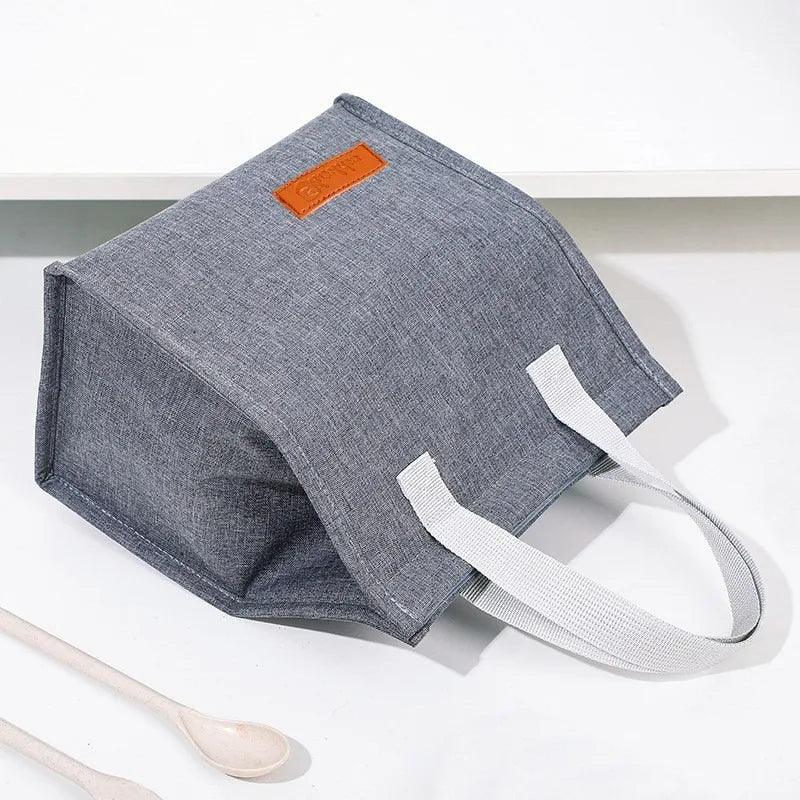 Portable Thermal Insulated Lunch Bag Simple Large Capacity Handle Lunch Tote for Work Picnic Travel Lunch Box