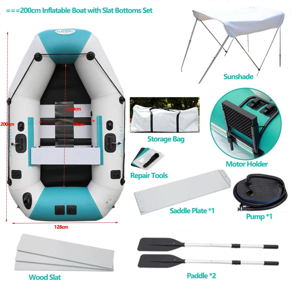 2.0–3.6m Inflatable Boat with Air Deck & Slat Bottom | Heavy-Duty PVC 3-Layer Fishing & Kayak Dinghy Set