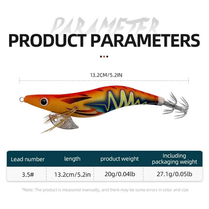ShareShark 5Pcs/Set Luminous Squid Jig Hooks, 13.2cm 20g 3.5oz #   Shrimp Fishing Lures, Artificial Hard Prawn Bait for Fishing