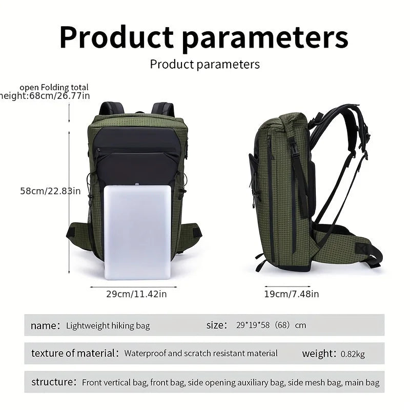 Outdoor Mountaineering Versatile Lightweight Backpack - Waterproof Nylon Expandable & Foldable bag for Hiking/Camping/Cycling