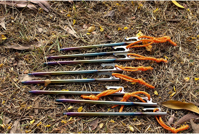 Boundless Voyage 6pcs Heavy Duty Titanium Alloy Camping Tent Stakes Peg for Outdoor Trip Hiking Gardening Ti4013P