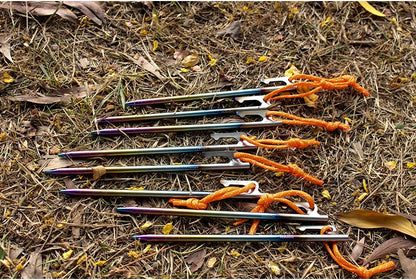 Boundless Voyage 6pcs Heavy Duty Titanium Alloy Camping Tent Stakes Peg for Outdoor Trip Hiking Gardening Ti4013P