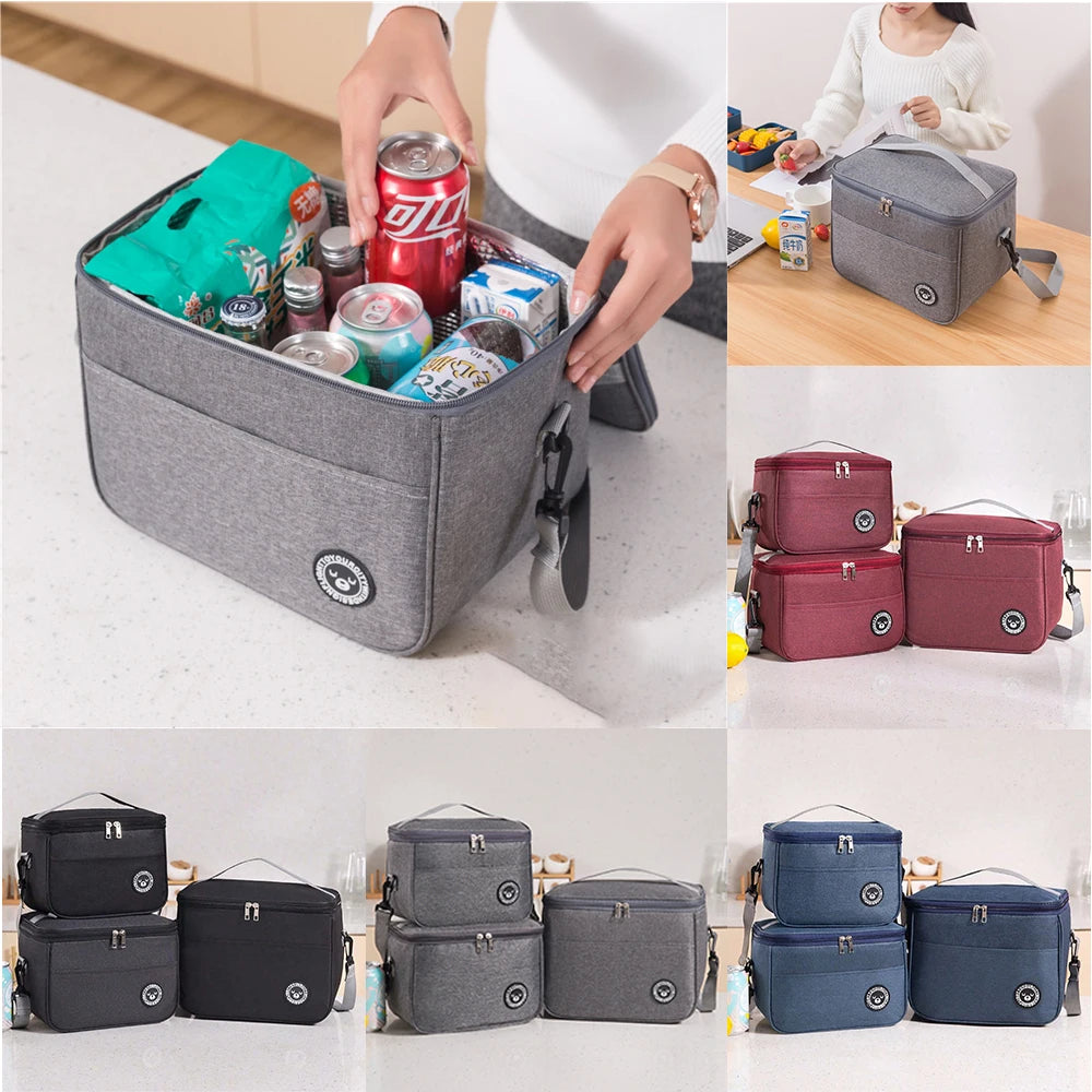 Capacity hand-held with shoulder strap insulated bag, lunch box bag, student thickened waterproof lunch bag。-zmt
