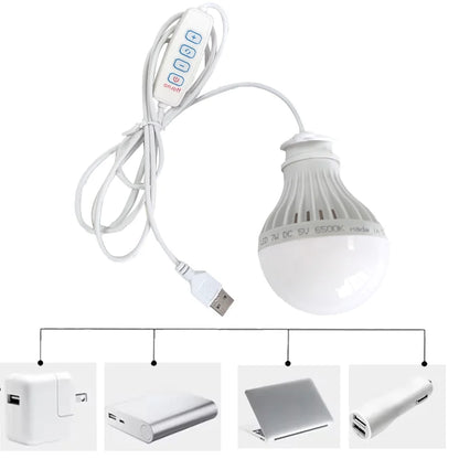 DC5V Led Camping Light 5W/7W Usb Emergency Bulb 3-color Dimmable Hanging Tent Light Barbecue Fishing Repair Outdoor Equipment