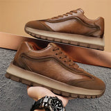 Men’s Leather Casual Sneakers – All-Season Non-Slip Running & Fashion Sports Shoes