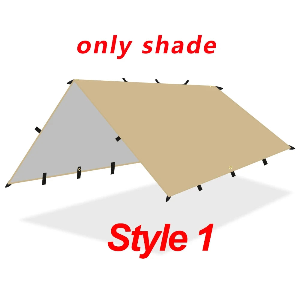 19 Hang Point Tarp Waterpoof Survival Bushcraft Sun Shelter Beach Shade Tent Outdoor Canopy Backpacking Tourist Awning 4x4 3x3m