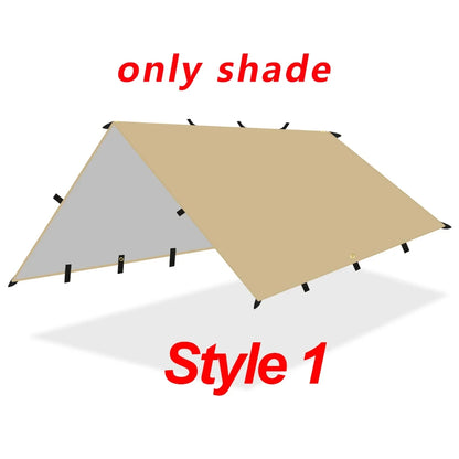 19 Hang Point Tarp Waterpoof Survival Bushcraft Sun Shelter Beach Shade Tent Outdoor Canopy Backpacking Tourist Awning 4x4 3x3m