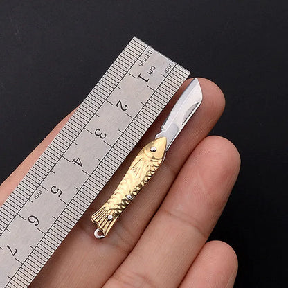 5cm Acrylic Mini Folding Knife Pendant Brass Wood Keychains Sharp Small Blade Portable Hanging Outdoor Camping Unboxing Knife