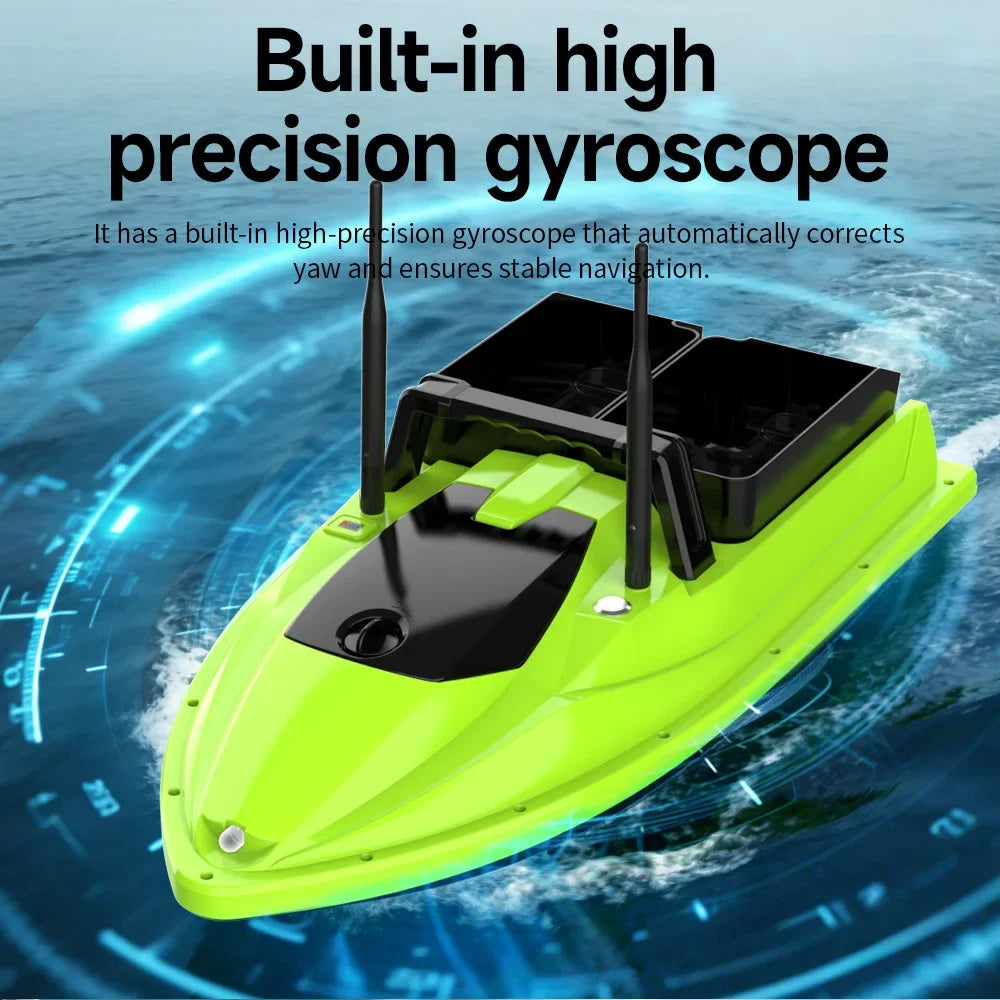 Sonar Bait Boat with Color Fish Finder Screen & Dual Hopper