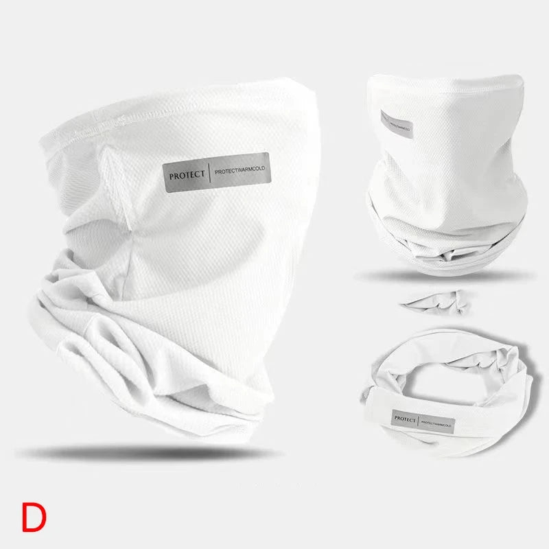 Summer Ice Silk Sunscreen Mask For Men Women Outdoor Cycling Face Cover Solid Color Neck Wrap UV Protection Ear Bandana Scarf