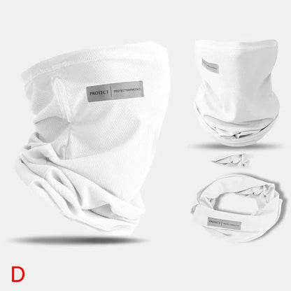 Summer Ice Silk Sunscreen Mask For Men Women Outdoor Cycling Face Cover Solid Color Neck Wrap UV Protection Ear Bandana Scarf