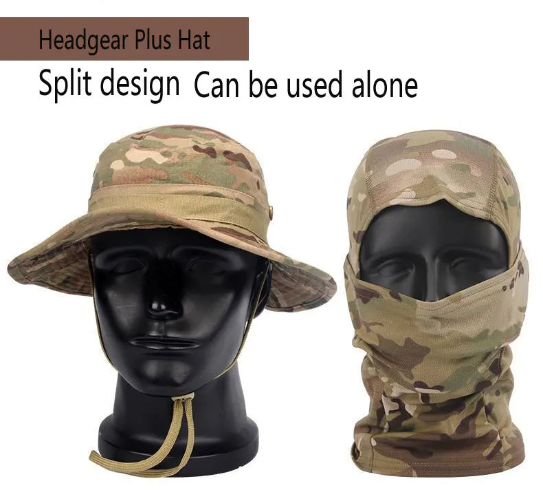 Women Men Hiking Fishing Boonie Hat Outdoor Sport Sun UV Protection Neck Face Camouflage Adjustable Bucket Caps and Mask