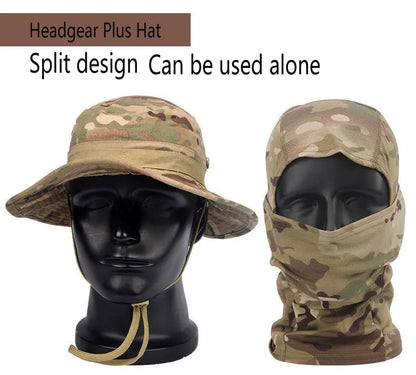 Women Men Hiking Fishing Boonie Hat Outdoor Sport Sun UV Protection Neck Face Camouflage Adjustable Bucket Caps and Mask