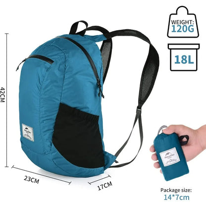 Naturehike Outdoor Hiking Bag 18L Lightweight Portable Backpack Foldable Waterproof Shoulder Bag for Women Men Airplane Travel