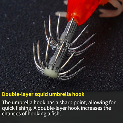 2pcs/set Glow Squid Jigs Set 13cm Simulation Shrimp Fishing Lure 3.5# Wood Shrimp Jig Lure Saltwater Cuttlefish Octopus Tackle