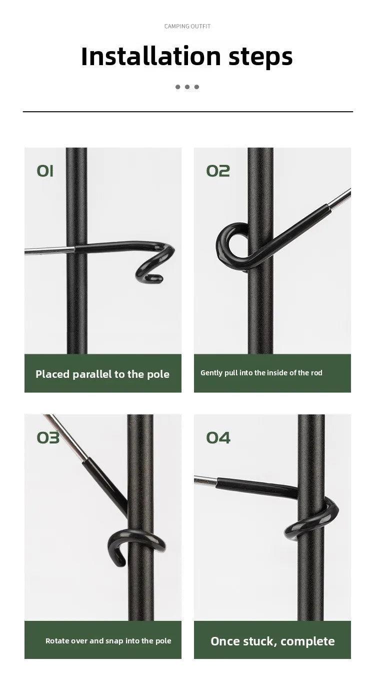 Stainless Steel Portable Light Stand Holder Hooks for Tent Pole Lamp Hanger Hunting Fishing Lantern Outdoor Camping Tools