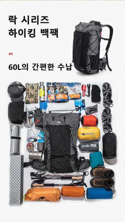 Naturehike Camping Backpack 60+5L Large Capacity Waterproof Climbing Bag Ultralight Travel Man Backpack Outdoor Hiking Backpack