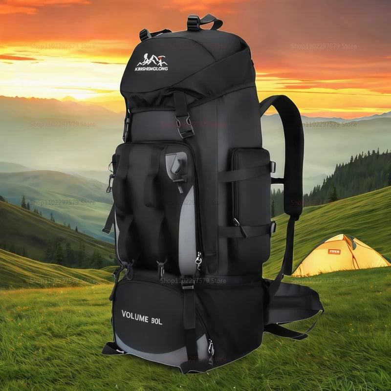 90 liters waterproof hiking camping mountaineering backpack, large capacity outdoor travel bag, backpacking sports equipment