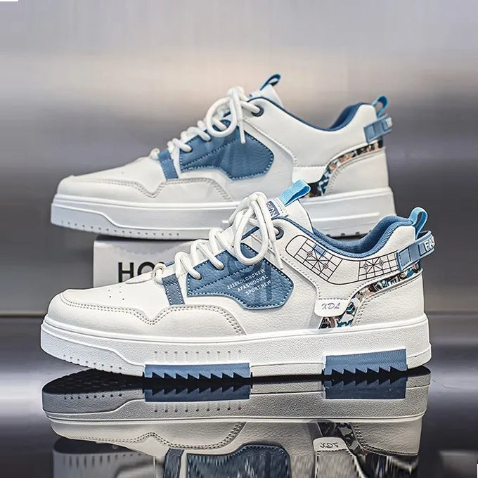 Men’s Summer Sneakers 2025 – Breathable White & Beige Sports Shoes | Thick Sole Casual Board Shoes for Trendy Style
