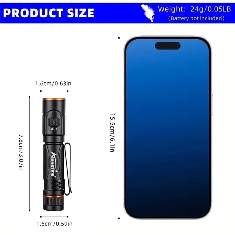 EDC Mini High Bright Pen Flashlight USB Rechargeable Magnet Small Pocket Torch Outdoor Camping Hiking Emergency Lighting Light