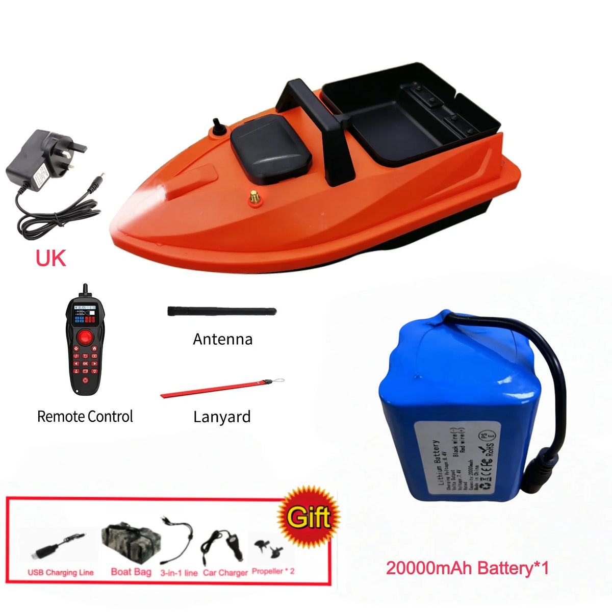 GPS Smart Bait Boat with 24 Saved Fishing Spots & Auto-Return