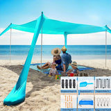Beach Tent Sun Shelter 10 x 10FT with 4 Sandbags, UPF 50+ Protection Beach Shade Canopy, Protable Easy Set Up Canopy Tent