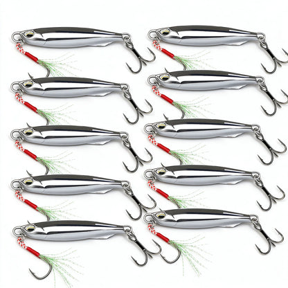 10Pcs Metal Casting Jig Spoon Lure Set 30g 40g With Hook Sea Bass Casting Jigging Artificial Bait, Mackerel