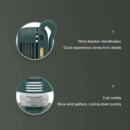 Portable Mini Bladeless Clip On Waist Fan 3 Speed Silent USB Recharge Hands Free Cooling Fan For Outdoor Travel Cycling Camping