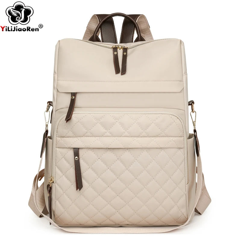 Fashion Plaid Daypack Women Waterproof Nylon Backpack Purse Ladies Large Capacity Book Bag Outdoor Travel Weekend Schoolbags