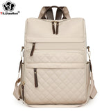 Fashion Plaid Daypack Women Waterproof Nylon Backpack Purse Ladies Large Capacity Book Bag Outdoor Travel Weekend Schoolbags