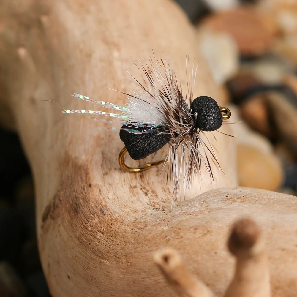 ICERIO Black Foam Ant Dry Flies (3/6 Pack)
