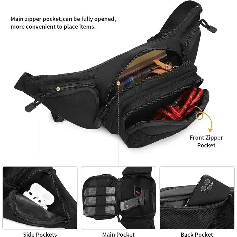 Tactical Multi-function Waist Pack Fanny Packs for Men Nylon Shoulder Hiking Mobile Phone Bag Sports High-capacity Waist Bag