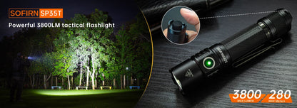 Sofirn SP35T 3800lm Tactical 21700 Flashlight Powerful LED Light USB C Rechargeable Torch with Dual Switch Power Indicator ATR