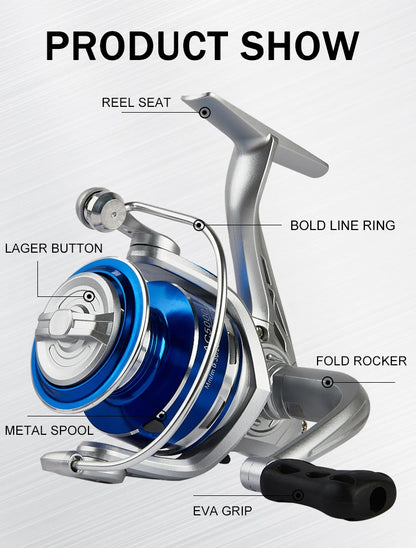 BILLINGS AC Spinning Reel,Saltwater Freshwater Fishing Reel,22LB Max Drag,5.2:1 Gear Ratio,With Metal Spool&Fold Rocker