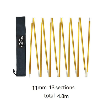 1pcs Xbees Tent Pole 8.5/9.5/11mm Camping Aluminum Alloy Tent Pole 360/400/440CM Camping Essential Accessories