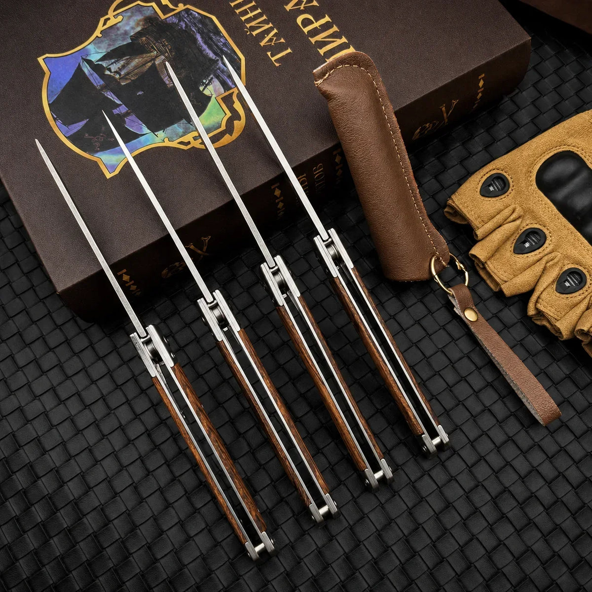Mini Damascus Pattern Folding Pen Knife Outdoor Knife Pocket Knife Slim Blade Comfortable Grip Sharp Blade Gadgets