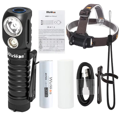 Wurkkos HD20 Headlamp 21700 Fishing Flashlight 2000 Lm Dual LED USB Reverse Charging Magnetic Tail Cap EDC Work & Camping