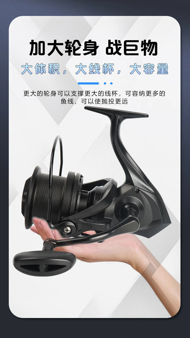 Full Metal Anti-Corrosion Fishing Spinning Reel 17+1 BB, 4.8:1 High Speed Gear Ratio, Aluminum Alloy Spool, Size 8000-14000