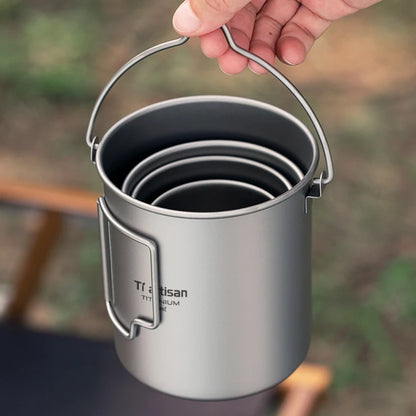 Tiartisan Titanium 750ml Foldable Coffee Mug Tea Cup With Lid Outdoor Camping Hiking Ultralight Portable Hanging Boiling Pot